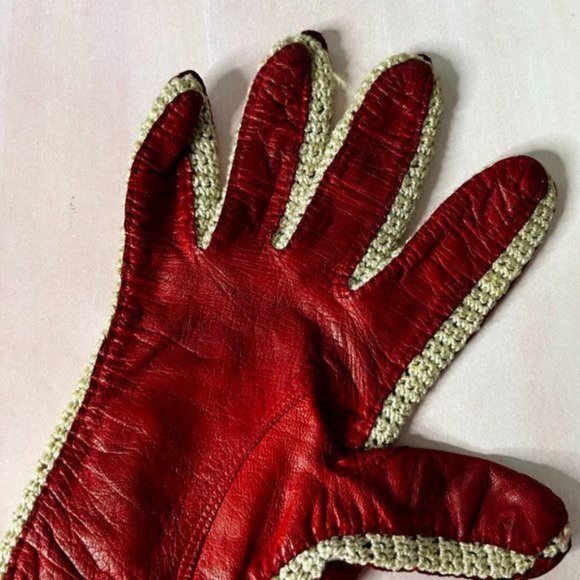 Bloomingdale's Knit Crochet Leather Driving Gloves - Picture 2 of 8